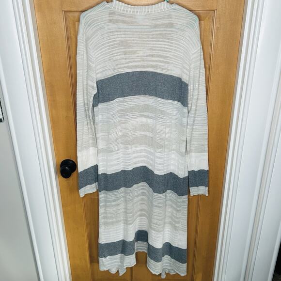 CABI Vineyard Striped Duster Long Open Lightweight Sweater M Coastal Beachy 5018 - Picture 2 of 4
